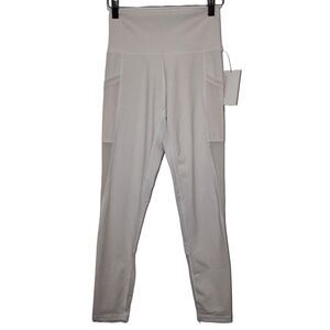 Womens Offline by Aerie Goals 7/8 Leggings Hi-Rise White Mesh Nylon Size Medium